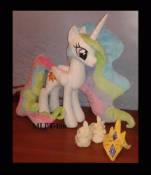 Size: 1912x2208 | Tagged: safe, artist:calusariac, princess celestia, alicorn, pony, crown, irl, jewelry, photo, plushie, regalia, solo