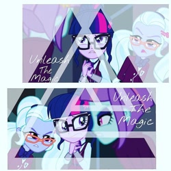 Size: 600x600 | Tagged: artist needed, safe, derpibooru import, sci-twi, sugarcoat, sunny flare, twilight sparkle, equestria girls, instagram