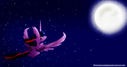 Size: 1900x1000 | Tagged: safe, artist:xxmissteaxx, derpibooru import, twilight sparkle, twilight sparkle (alicorn), alicorn, pony, moon, night, solo