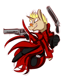 Size: 1280x1439 | Tagged: safe, artist:helloiamyourfriend, /mlp/, drawthread, glasses, gun, handgun, ponified, revolver, simple background, sketch, solo, trigun, vash the stampede, weapon, white background