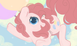 Size: 1500x900 | Tagged: safe, artist:staticdragon1, pinkie pie, earth pony, pony, balloon, cute, cutie mark, diapinkes, female, floating, looking at you, mare, smiling, solo, then watch her balloons lift her up to the sky