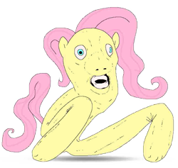 Size: 779x739 | Tagged: safe, artist:applebeans, fluttershy, pegasus, pony, 1000 hours in ms paint, creepy, female, kill it with fire, nightmare fuel, not salmon, quality, solo, wat