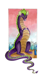 Size: 626x1023 | Tagged: dead source, safe, artist:aavikkokulkija, spike, dragon, adult spike, crystal, male, older, older spike, solo, traditional art