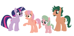 Size: 1122x552 | Tagged: safe, artist:berrypunchrules, derpibooru import, timber spruce, twilight sparkle, unicorn twilight, oc, oc:chrysogonum peruvianum, oc:starfest twilight, unicorn, legend of everfree, male, next generation, offspring, parent:timber spruce, parent:twilight sparkle, parents:timbertwi, shipping, simple background, straight, timbertwi, transparent background