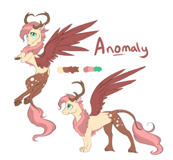 Size: 3056x2832 | Tagged: safe, artist:xenalollie, oc, oc only, oc:anomaly, draconequus, hybrid, interspecies offspring, offspring, parent:discord, parent:fluttershy, parents:discoshy, reference sheet, simple background, solo, white background