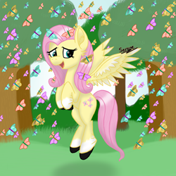 Size: 4000x4000 | Tagged: safe, artist:serenepony, fluttershy, butterfly, pegasus, pony, female, mare