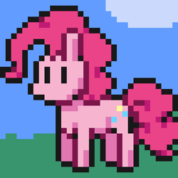 Size: 320x320 | Tagged: safe, artist:yorai20xx, pinkie pie, pony, female, grass, mare, pixel art, sky, solo