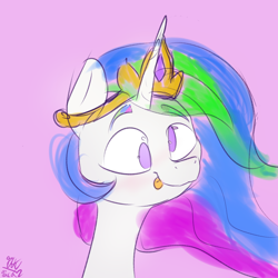 Size: 3000x3000 | Tagged: safe, artist:packy paca, princess celestia, alicorn, pony, :p, derp, derplestia, majestic as fuck, sillestia, silly, solo, tongue out