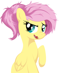 Size: 454x566 | Tagged: safe, artist:pixhunter, fluttershy, pegasus, pony, dishevelled, female, looking at you, mare, seating, simple background, solo, transparent background, vector