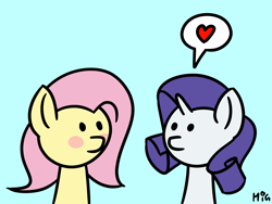 Size: 4000x3000 | Tagged: safe, artist:maneingreen, fluttershy, rarity, pegasus, pony, unicorn, blushing, female, flarity, heart, lesbian, love, mare, minimalist, modern art, pictogram, shipping