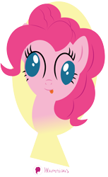 Size: 5162x8422 | Tagged: safe, artist:illumnious, derpibooru exclusive, pinkie pie, earth pony, pony, absurd resolution, adobe illustrator, balloon, bust, cutie mark background, derp, female, lineless, mare, minimalist, modern art, ponk, portrait, simple background, solo, tongue out, transparent background