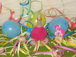 Size: 3722x2792 | Tagged: safe, artist:malte279, pinkie pie, earth pony, pony, balloon, confetti, craft, glass engraving, streamers