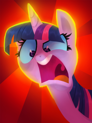 Size: 1500x2000 | Tagged: safe, artist:talonsofwater, derpibooru import, twilight sparkle, twilight sparkle (alicorn), alicorn, pony, every little thing she does, angry, bust, how do you make your neck go like that?, portrait, scene interpretation, solo