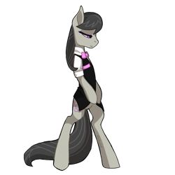 Size: 1024x1024 | Tagged: safe, artist:scape-goats, octavia melody, earth pony, pony, bipedal, clothes, cutie mark, female, lidded eyes, mare, simple background, solo, transparent background