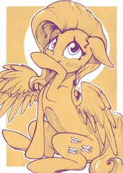 Size: 1000x1402 | Tagged: safe, artist:fanch1, fluttershy, pegasus, pony, cute, female, floppy ears, mare, shy, shyabetes, solo, traditional art