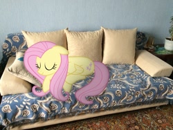 Size: 1400x1050 | Tagged: safe, artist:albertuha, fluttershy, pegasus, pony, cute, female, irl, mare, photo, ponies in real life, shyabetes, sleeping, sofa, solo