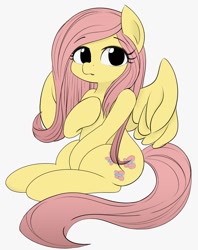 Size: 894x1130 | Tagged: safe, artist:manachaaaaaaaa, fluttershy, pegasus, pony, :o, cute, female, human shoulders, looking at you, mare, no pupils, open mouth, shyabetes, simple background, sitting, solo, spread wings, white background, wings