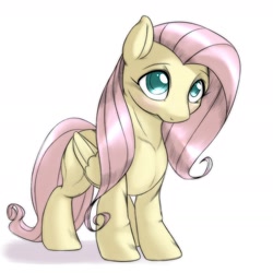 Size: 1536x1536 | Tagged: safe, artist:kurogewapony, fluttershy, pegasus, pony, cute, female, folded wings, mare, shyabetes, simple background, solo, standing, three quarter view, white background, wings