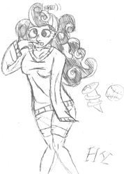 Size: 508x713 | Tagged: safe, artist:havahdyahd, screwball, human, female, humanized, monochrome, sketch, solo, tongue out