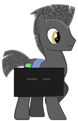 Size: 800x1243 | Tagged: safe, alternate version, oc, oc only, oc:end credicts, earth pony, pony, 1000 hours in ms paint, 2019 community collab, accessories, derpibooru, derpibooru community collaboration, meta, png, simple background, solo, transparent background, tv screen