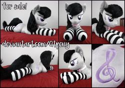 Size: 5767x4075 | Tagged: safe, artist:qtpony, octavia melody, earth pony, pony, absurd resolution, clothes, irl, photo, plushie, prone, socks, solo, striped socks