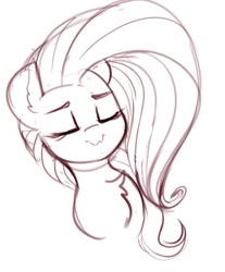 Size: 616x743 | Tagged: safe, artist:yoditax, fluttershy, pegasus, pony, bust, chest fluff, eyes closed, monochrome, portrait, sketch, solo