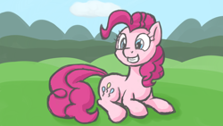 Size: 3840x2160 | Tagged: safe, artist:bill-the-pony, pinkie pie, pony, happy, prone, solo