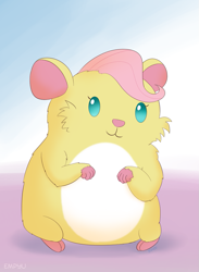 Size: 733x1000 | Tagged: safe, artist:empyu, fluttershy, hamster, female, smiling, solo, species swap