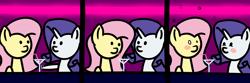 Size: 9000x3000 | Tagged: safe, artist:maneingreen, fluttershy, rarity, pegasus, pony, unicorn, cocktail, comic, drink, female, flarity, lesbian, mare, minimalist, modern art, shipping