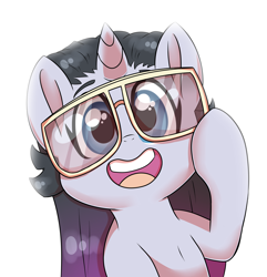 Size: 3000x3118 | Tagged: safe, artist:marukouhai, oc, oc only, oc:mimi, oc:minerva miss, pony, unicorn, female, filly, glasses, offspring, parent:fashion plate, parent:rarity, parents:rariplate, simple background, solo, white background