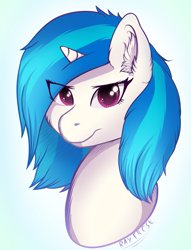 Size: 1331x1742 | Tagged: safe, artist:ray-frost, dj pon-3, vinyl scratch, pony, unicorn, bust, female, head, looking at you, mare, portrait, simple background, white background