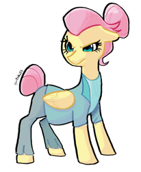 Size: 1280x1556 | Tagged: safe, artist:gintoki23, fluttershy, pegasus, pony, fake it 'til you make it, alternate hairstyle, clothes, floppy ears, hair bun, severeshy, simple background, solo, white background