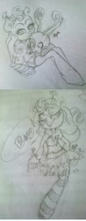 Size: 248x632 | Tagged: safe, artist:iiya, screwball, anthro, season 2, female, monochrome, pokémon, sketch, traditional art