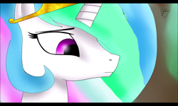 Size: 800x480 | Tagged: safe, artist:yordisz, screencap, princess celestia, alicorn, pony, fanfic art, pensive, solo