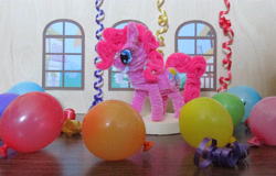 Size: 3664x2344 | Tagged: safe, artist:malte279, pinkie pie, earth pony, pony, balloon, chenille wire, craft, pipe cleaner sculpture, pipe cleaners, streamers