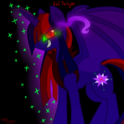 Size: 1080x1080 | Tagged: safe, artist:satanlsm, derpibooru import, twilight sparkle, twilight sparkle (alicorn), alicorn, pony, corrupted, corrupted twilight sparkle, evil twilight, sombra eyes, tyrant sparkle