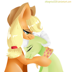 Size: 1024x1024 | Tagged: safe, artist:chloeprice228, applejack, granny smith, earth pony, pony, cute, duo, eyes closed, female, lidded eyes, mare, simple background, transparent background