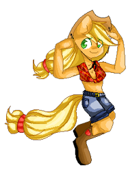 Size: 270x333 | Tagged: safe, artist:chloeprice228, applejack, anthro, clothes, simple background, solo, transparent background