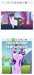 Size: 231x502 | Tagged: safe, edit, edited screencap, screencap, starlight glimmer, pony, rabbit, unicorn, canterlot boutique, rock solid friendship, big chungus, bugs bunny, caption, cute, derpibooru, fat, glimmerbetes, image macro, juxtaposition, kite, kite flying, meme, meta, morbidly obese, obese, text, that pony sure does love kites, wat