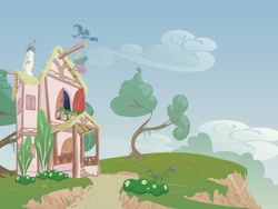 Size: 1669x1258 | Tagged: safe, artist:vest, background, cliff, house, no pony, original location