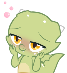 Size: 450x492 | Tagged: safe, artist:queencold, oc, oc only, oc:jade, dragon, blushing, bubble, dragon oc, dragoness, drunk, female, simple background, solo, transparent background