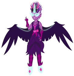 Size: 1871x1925 | Tagged: dead source, safe, artist:drewmwhit, derpibooru import, dark shine, dusk shine, midnight sparkle, sci-dusk, sci-twi, twilight sparkle, equestria girls, clothes, equestria guys, fingerless gloves, flash puppet, floating, gloves, male, rule 63, solo