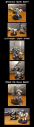 Size: 1000x3672 | Tagged: safe, artist:velgarn, applejack, fluttershy, pinkie pie, earth pony, pegasus, pony, ammo runt, bomb squig, crossover, figurine, gaming miniature, kitbash, miniature, ork, pewter ponies, squig hound, warhammer (game), warhammer 40k