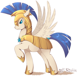 Size: 918x907 | Tagged: safe, artist:roslik, pegasus, pony, armor, helmet, raised hoof, raised leg, royal guard, simple background, solo, transparent background