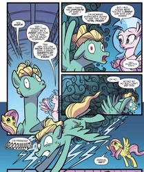 Size: 1059x1265 | Tagged: safe, artist:kate sherron, idw, fluttershy, silverstream, zephyr breeze, classical hippogriff, hippogriff, pegasus, pony, spoiler:comic, spoiler:comic74, anxiety, panic attack