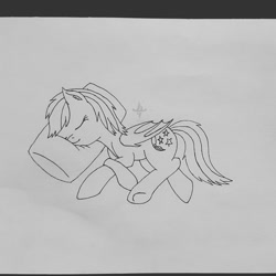 Size: 1060x1060 | Tagged: safe, artist:nightwind-arts, oc, oc only, oc:nightwind, bat pony, pony, cute, eyes closed, female, folded wings, mare, on side, pillow, simple background, sketch, sleeping, solo, traditional art, white background