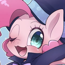 Size: 399x399 | Tagged: safe, artist:bbtasu, pinkie pie, earth pony, pony, cute, female, mare, one eye closed, solo, starry eyes, wingding eyes, wink