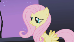 Size: 1280x720 | Tagged: safe, screencap, fluttershy, pegasus, pony, friendship is magic, cute, female, lidded eyes, mare, open mouth, shyabetes, smiling, solo