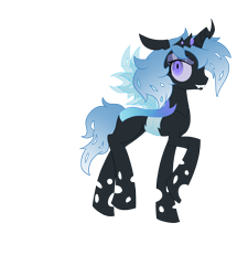 Size: 1800x2000 | Tagged: safe, artist:piichu-pi, oc, oc only, oc:tundra, changeling, changeling queen, blue changeling, changeling queen oc, female, simple background, solo, transparent background, tundra