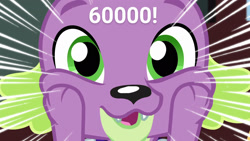 Size: 1920x1080 | Tagged: safe, artist:getchanoodlewet, edit, edited screencap, screencap, spike, spike the regular dog, dog, better together, equestria girls, reboxing with spike!, 60000, cute, derpibooru, get, meta, milestone, spikabetes, tags